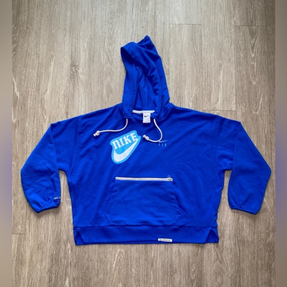 Rare Nike EYBL Cropped Hoodie Blue Women Size XL Who Run We Run Elite Basketball